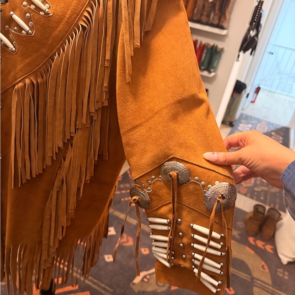 Vintage America Brown Fringed Leather Jacket - Picture 2 of 4
